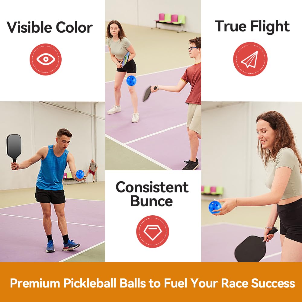 Fizzazzle Indoor Pickleball Set - 6 Pack 26 Holes - USAPA Standard - High Resilience & Durability Blue Balls