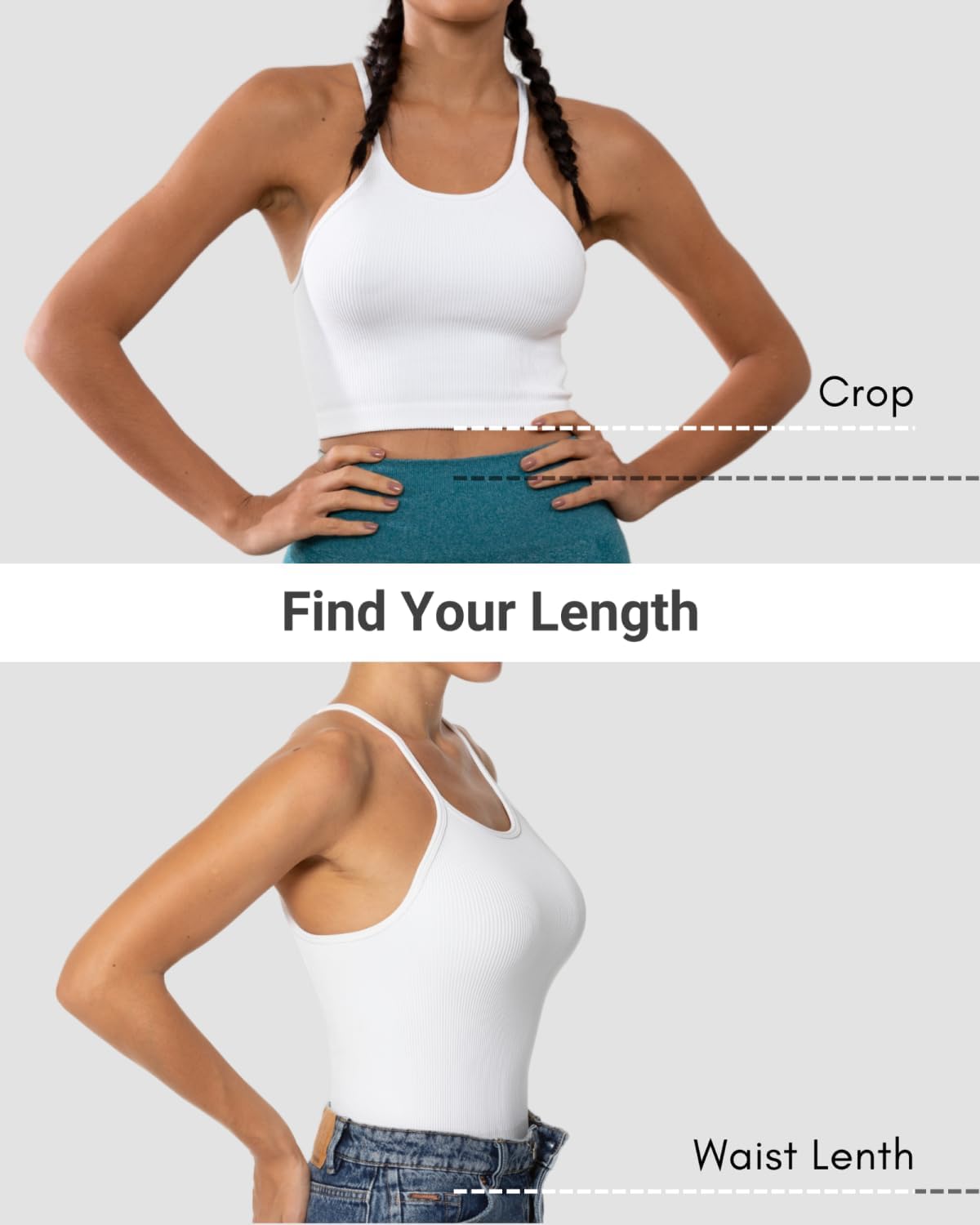 Sunzel Ribbed Crop Tank Top - Seamless Racerback, Slim Fit Stretchy Gym Camisole for Women