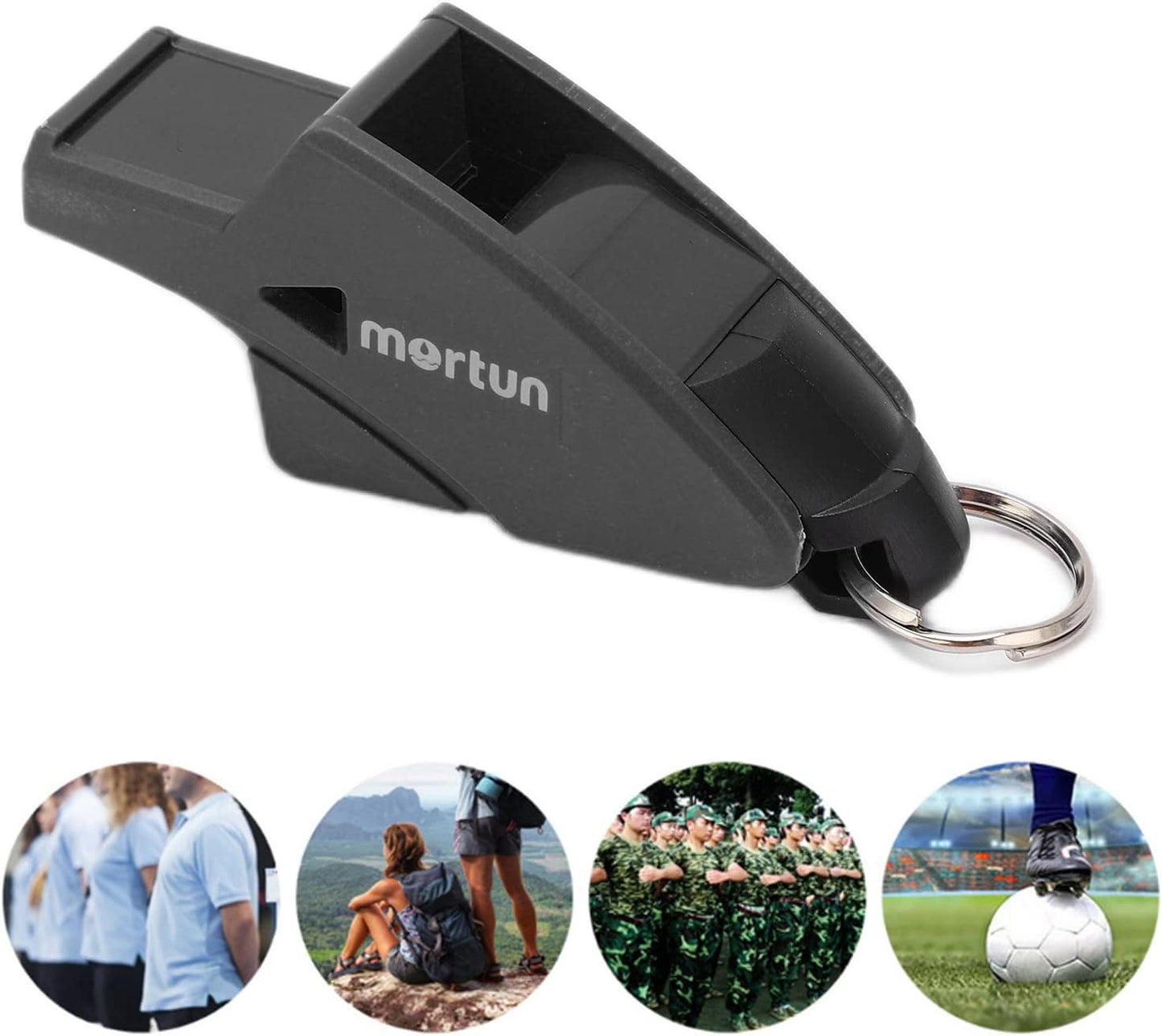 Referee Dolphin Whistle, Sports Whistle Portable and Pratical Outdoor Whistle with 2 Finger Clips for Outdoors Sports(Black)