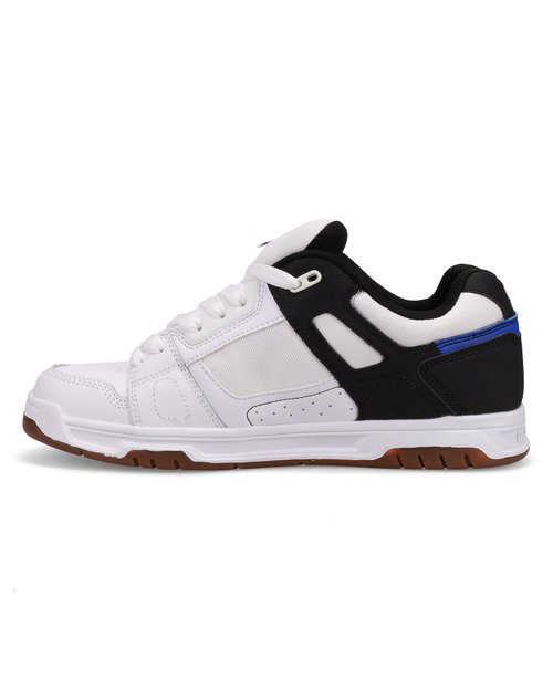 DC Men's Stag Skate Shoe, White/Black/Blue/Gum, 8