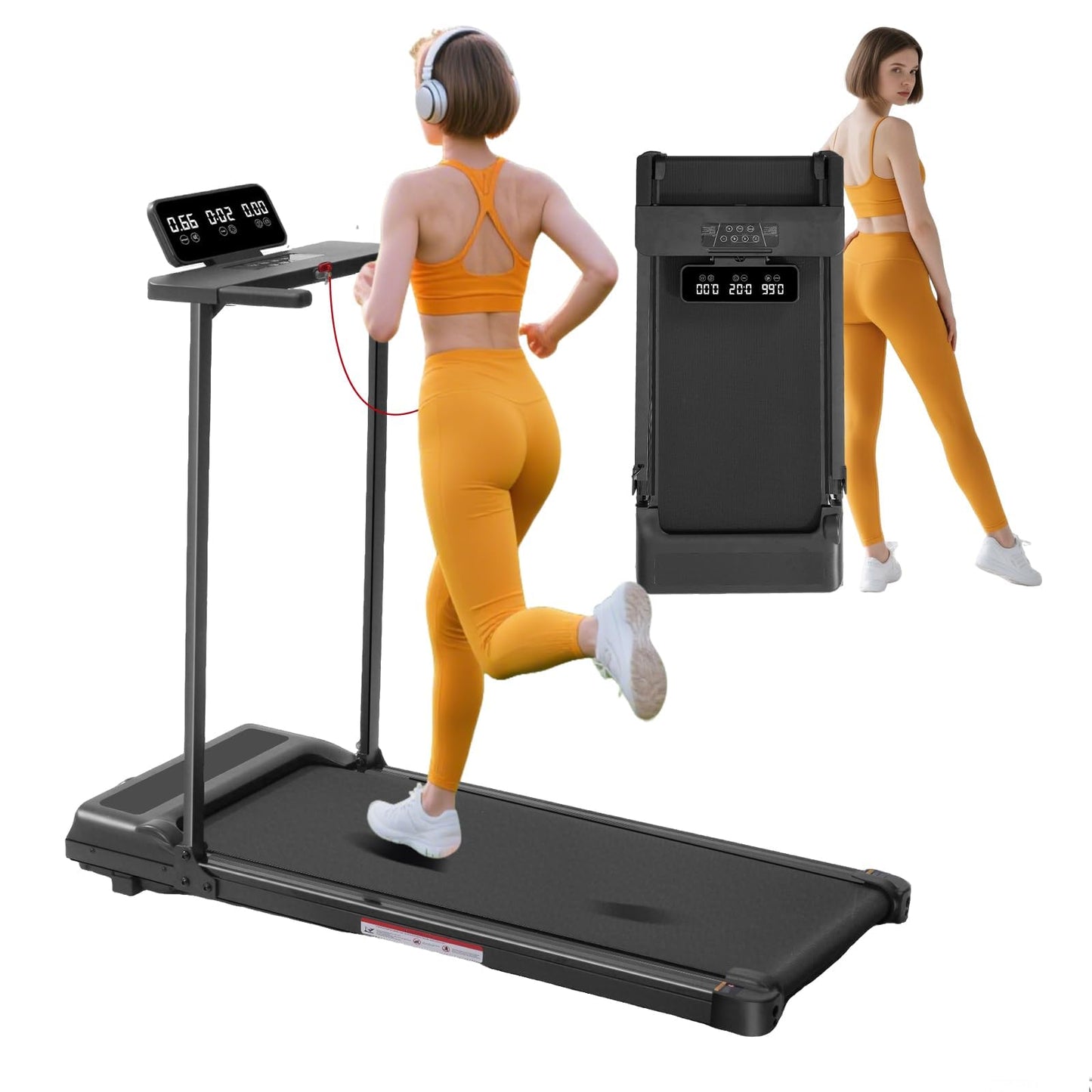 POTUPUS Portable Foldable Treadmill with Handle Bar Walking Pads for Home