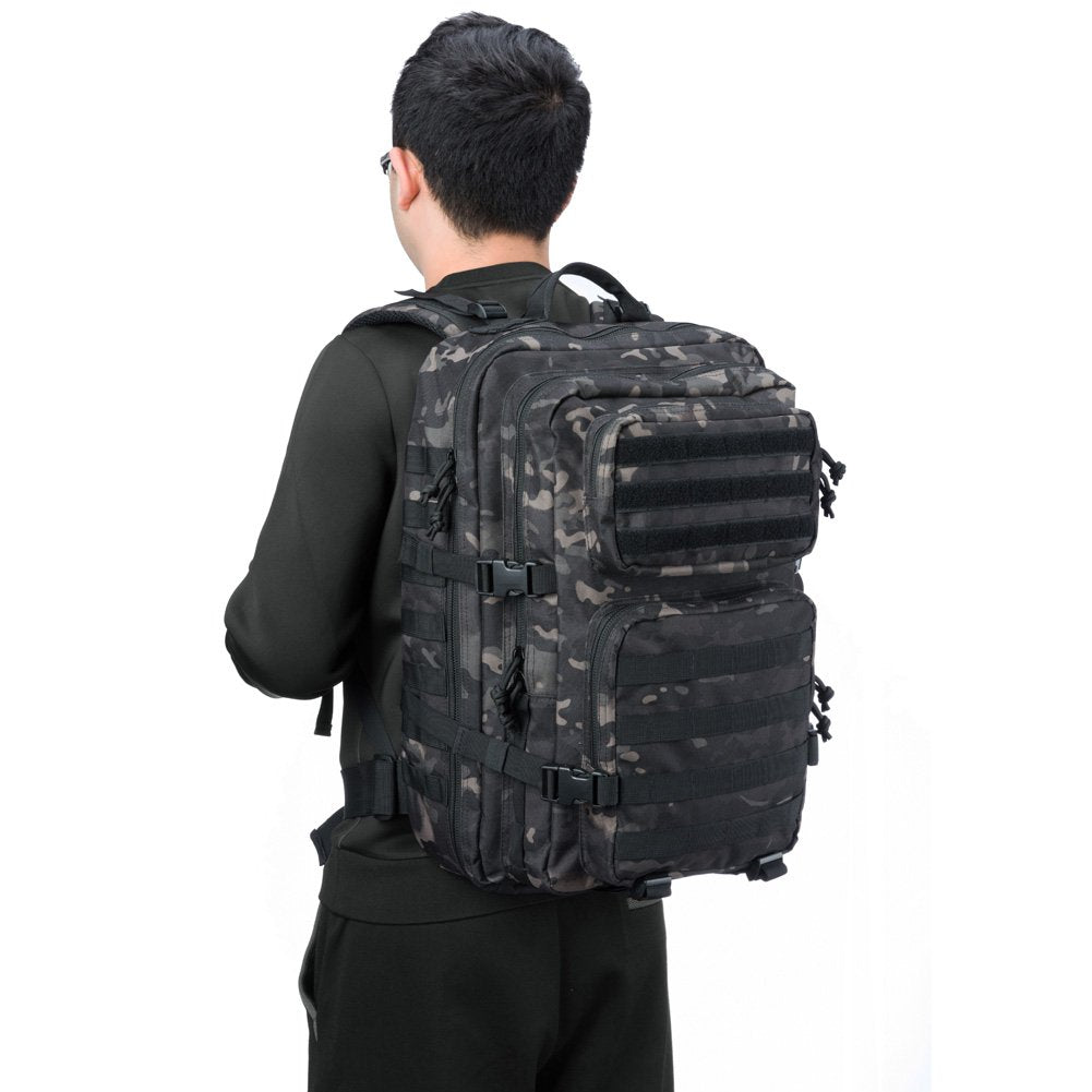 REEBOW GEAR Military Tactical Backpack for Men Large Army 3 Day Assault Pack Molle Hiking Daypack Bag (Camo Black)