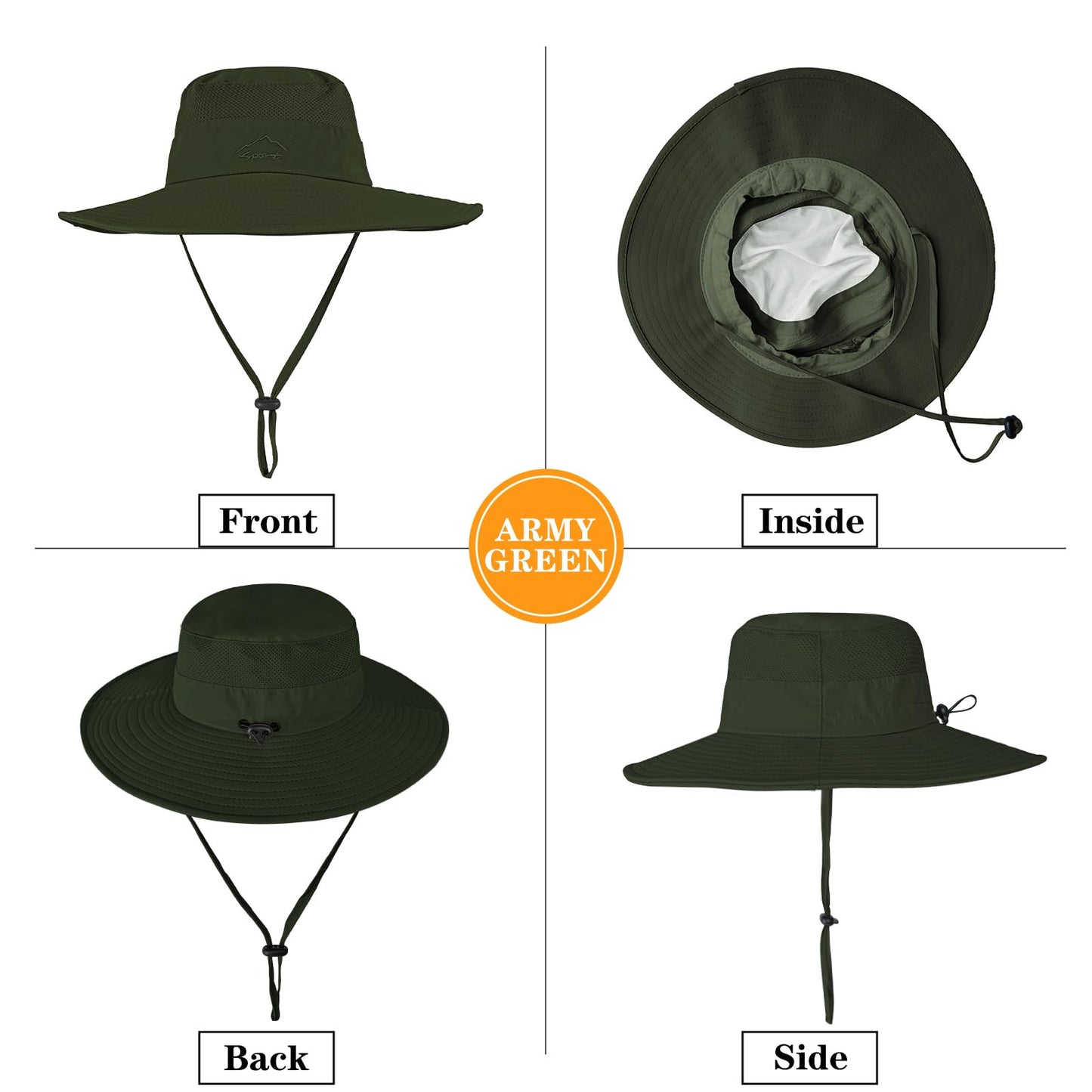 ZOORON Sun Hats for Men Women UPF 50+ Bucket Hat UV Protection Boonie Hat for Fishing Hiking Garden Safari Beach Dark Grey