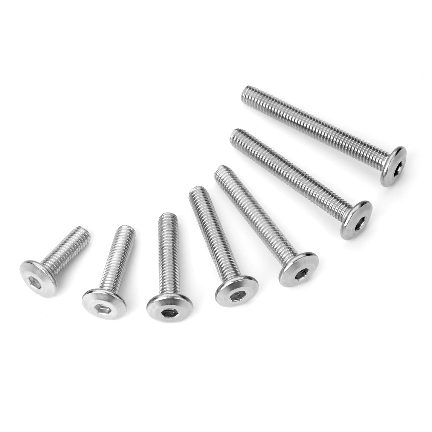 30Pcs M6 Bolts, M6 x 20mm Flat Head M6x1.0 Bolt Hex Socket Cap Screws Bolts, M6 Screws 304 Stainless Steel Furniture Screws Full Thread, Bright Finish & Hex Spanner by Mywish
