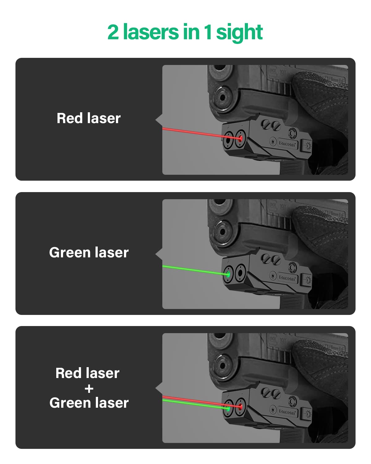 Gmconn Double Laser Sight with Strobe/Momentary for Railed Pistol
