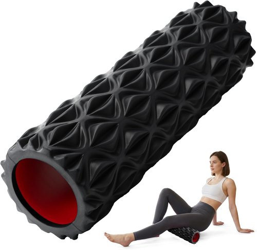 Foam Roller - High Density Deep Tissue Massager for Myofascial Release | 15" Black Diamond Texture