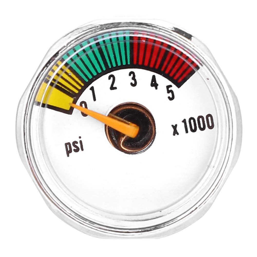 Paintball Gauge Pressure Gauge 0-5000 psi Mini Manometer Aluminum Alloy 22.5mm Dial Meter PCP Gauge PCP Manometer Back Mount 1/8” NPT Male Connector(5000 psi)