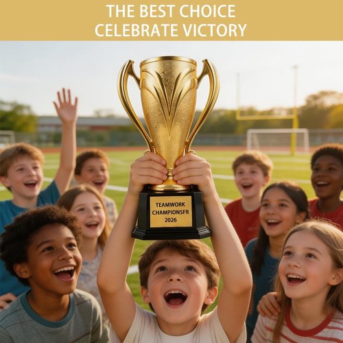 Custom Trophy Award - Personalized 9.8" Gold Cup Trophy with Engraved Text & Logo for Teams | Competitions