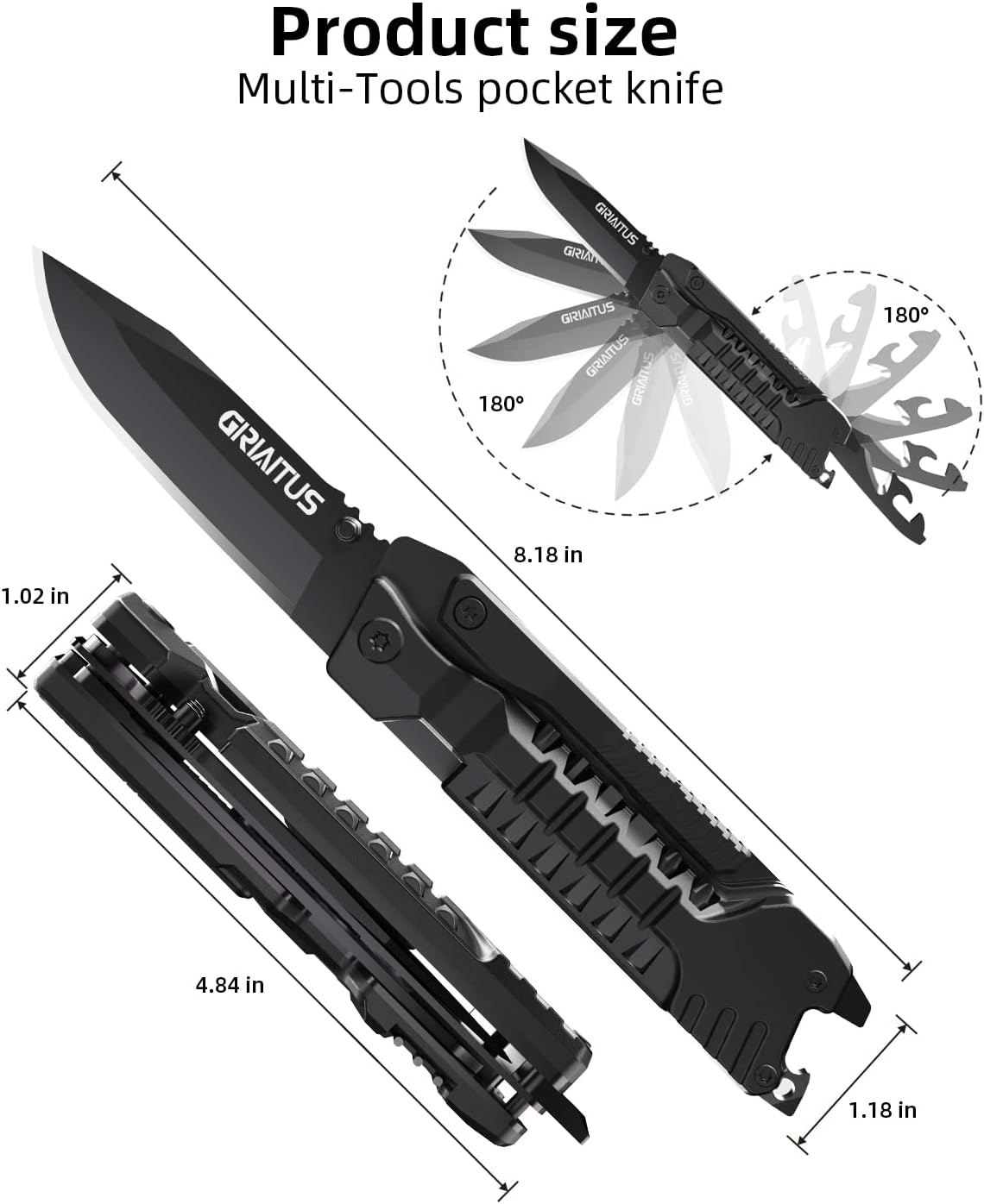 Skiennix 17-in-1 Multitool Knife - Versatile Camping Tool with Fire Starter, Bottle Opener & More | Perfect Gift for Outdoor Enthusiasts