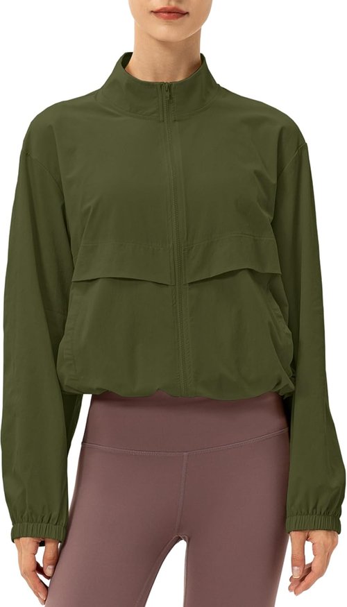 Locachy Lightweight Zip-Up Athletic Jacket - Windproof Sun Protection for Outdoor Workouts