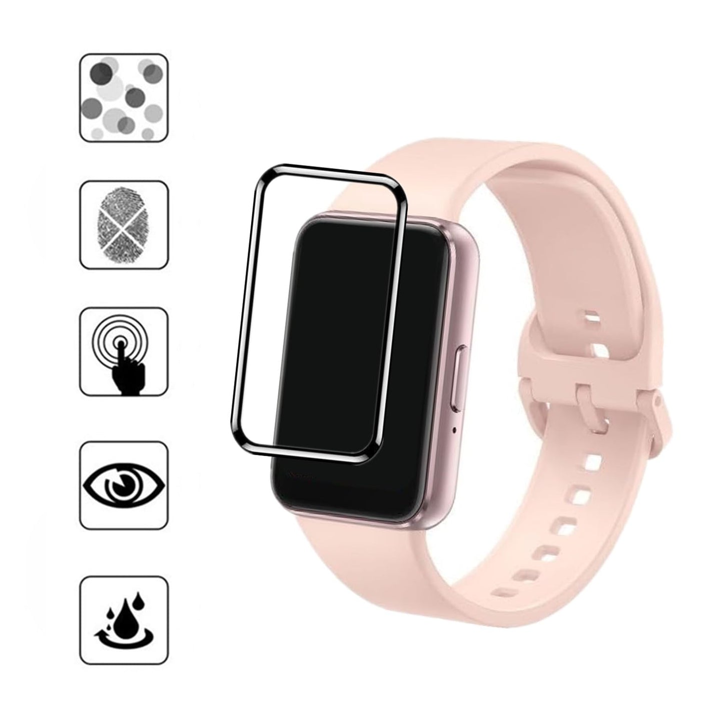 Aemus Screen Protector Compatible for Galaxy FIT 3 Fitness Tracker (3 Pack) 3D Full Coverage PMMA Protective Film for Fit 3 Smart Watch 1.6"