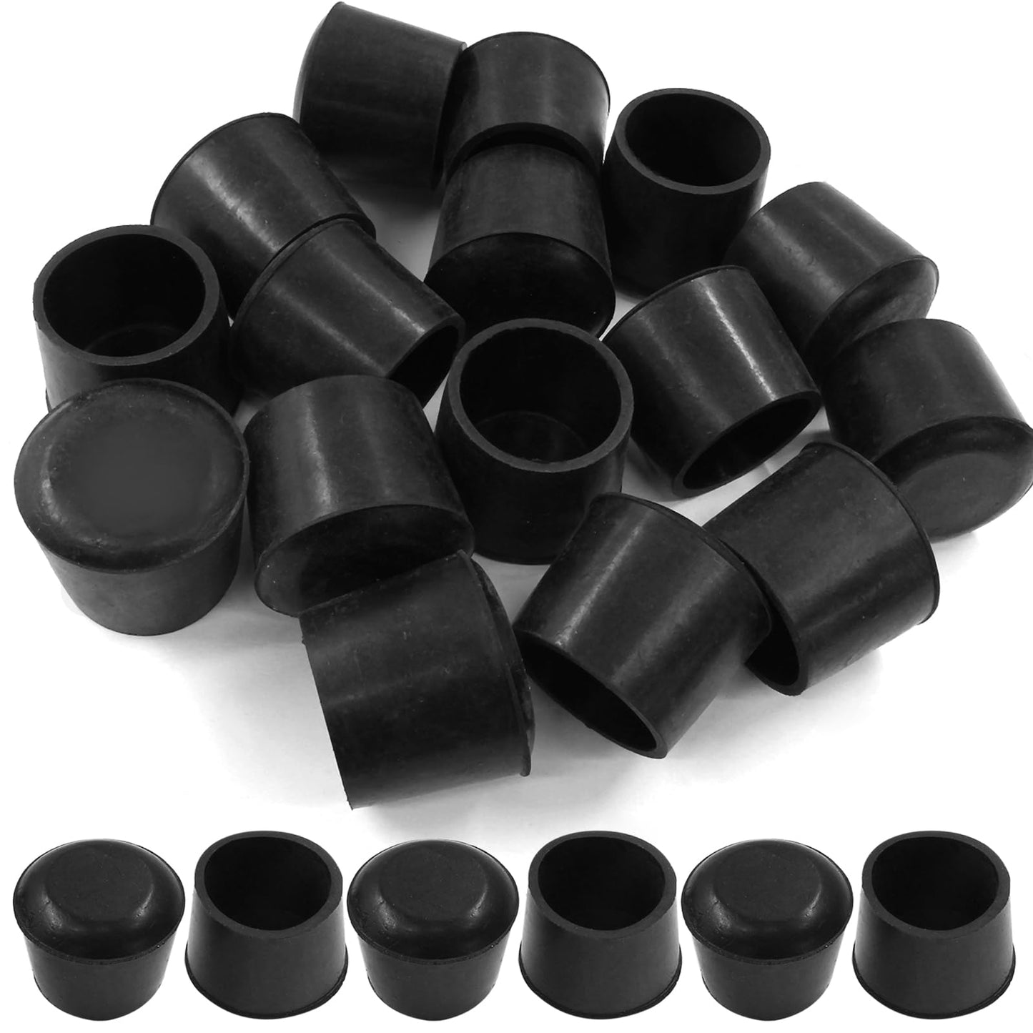 Piutouyar Round PVC Rubber Furniture Covers, 35mm / 1-3/8 Inches Table Chair Leg Tip Protectors, Non-Slip End Cap for Protect Surfaces, Black (16Pcs)