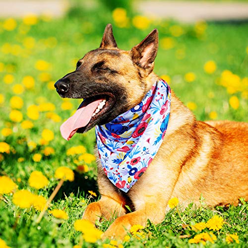 Weewooday 8 Pcs Dog Bandanas for Girls — Floral Sunflower Daisy Prints, Reversible 17x17in, Includes Cute Pattern Variation