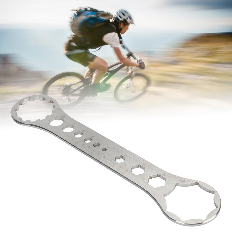 Front Fork Wrench, Durable Stainless Steel 8T-12T Spanner for Precise Mountain Bike Fork Removal Installation, Professional Cycling Maintenance Tool for Mechanics Racers DIY