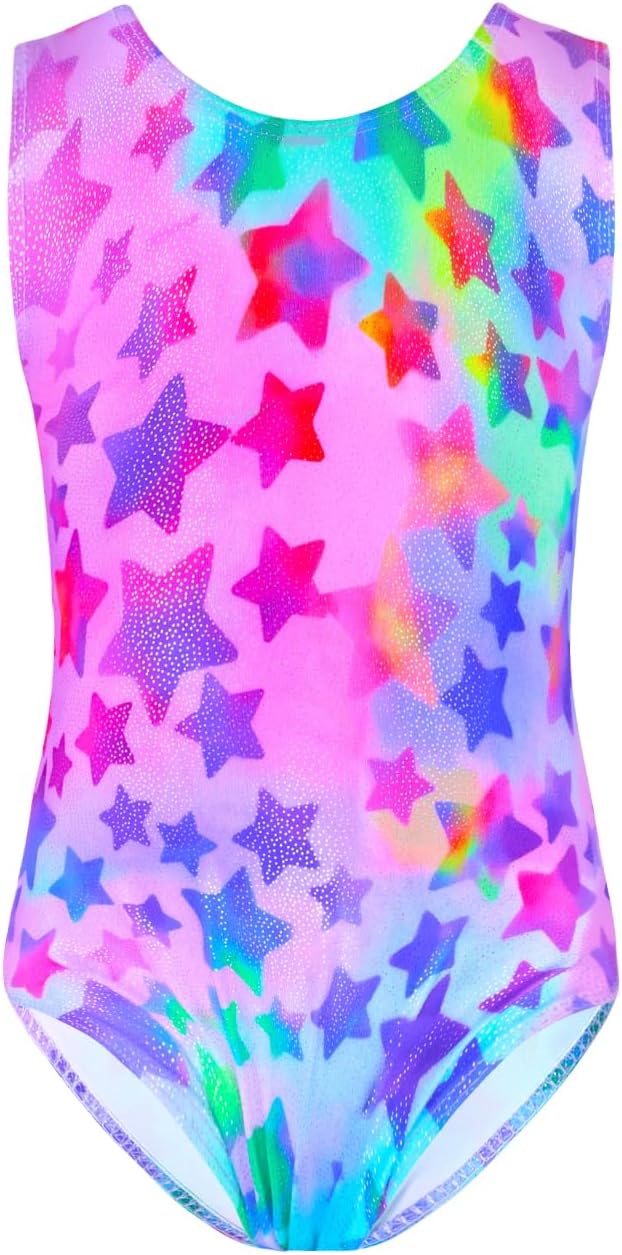 TENVDA Gymnastics Leotards for Girls - Sparkly Colorful One-Piece Tumbling Outfit | Sizes 2-12 Years