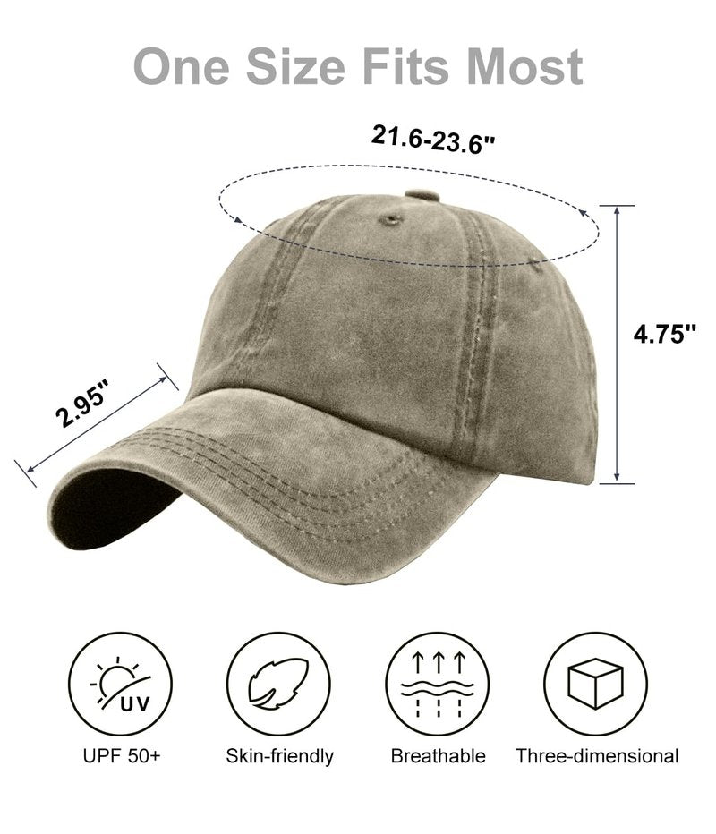 ZEXIAN 3 Pack Womens Vintage Washed Distressed Baseball-Cap with Ponytail Hole Sport Golf Hat (Black+Green+Khaki)