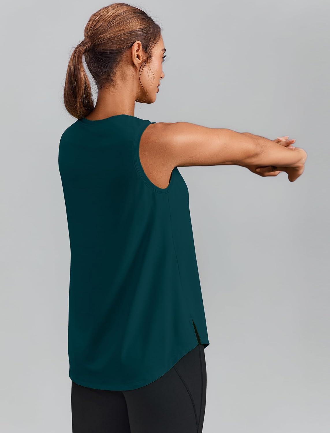 PINSPARK Sleeveless Workout Tops for Women - UPF 50+ Athletic Tank with Side Slits | Loose Fit Gym & Yoga Shirt