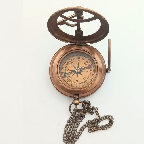 Behind You Engraved Brass Compass Gift for Men - Handcrafted Vintage Brass Sundial Compass – Antique Nautical Sun Clock with Leather Case - Best Graduation Gift - Best College Graduation Gift