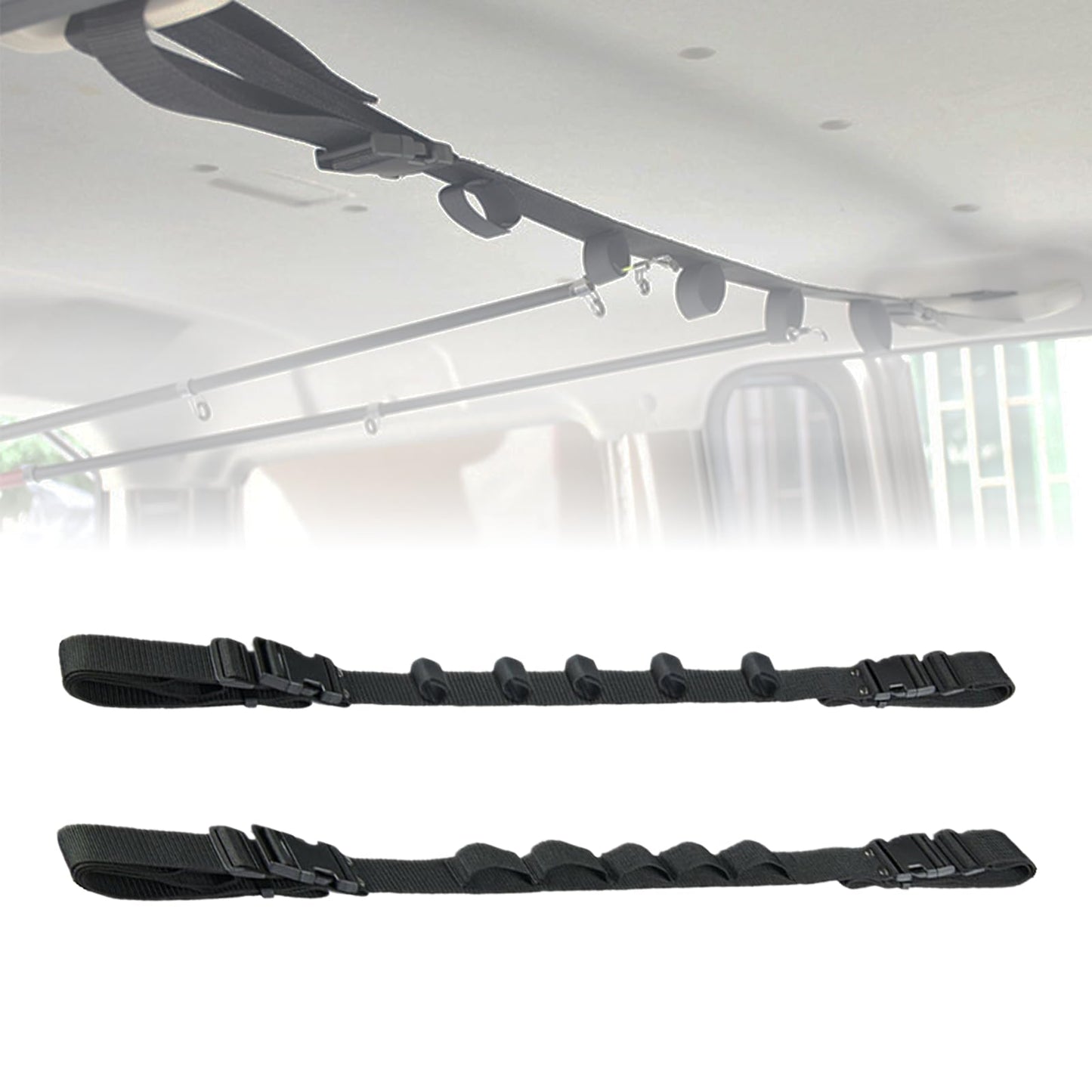 Shine123 Vehicle Fishing Rod Holder Strap, Outdoor Rod Racks Accessories for SUV, Wagons, Wrangler, 2 Pcs