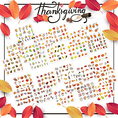 24 Sheets Fall Nail Art Stickers - Autumn Water Transfer Decals