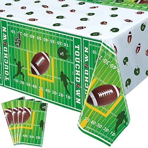 Football Table Covers - 4 Pack, 51x86 Inch Tablecloths for Parties