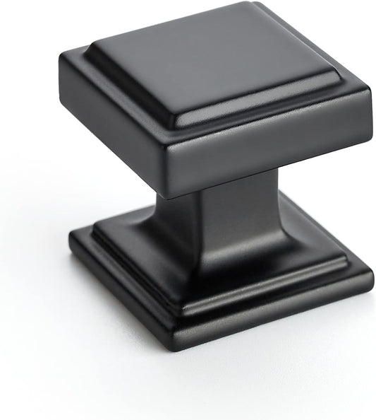 30 Pack Matte Black Square Kitchen Cabinet Knobs - Modern Zinc Drawer Pulls & Handles