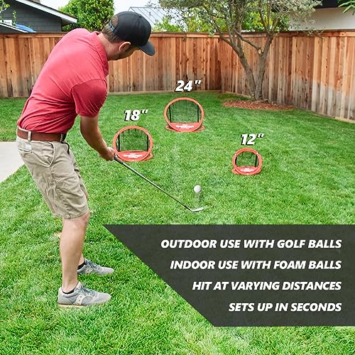 Chipster Pop-Up Golf Chipping Practice Net - Red - Indoor & Outdoor Training Aid