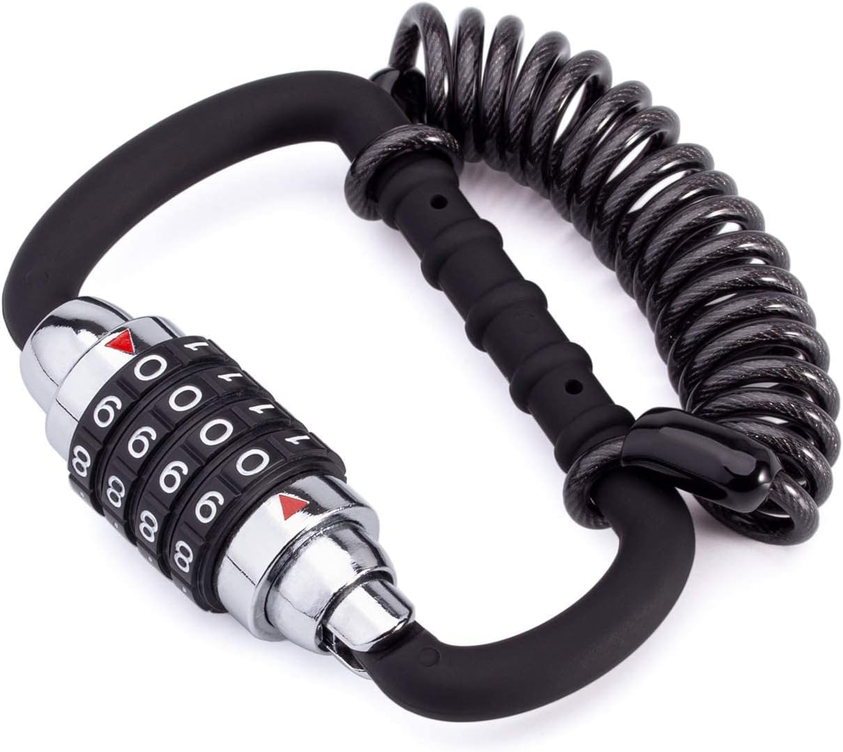 MEETLOCKS Motorcycle Helmet Cable Lock - 4-Digit Combination, Resettable Anti-Theft Design