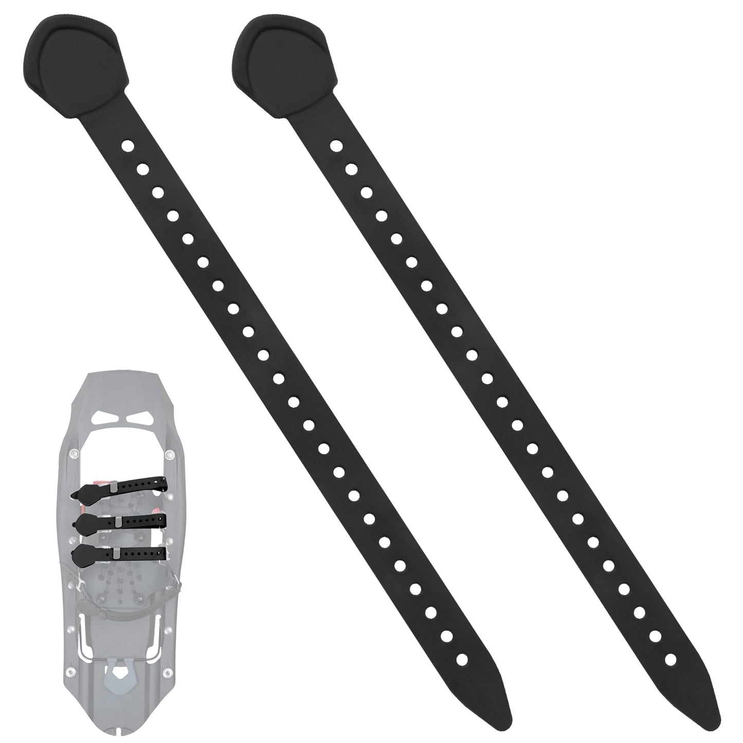 12 Inch Snowshoe Straps Replacement for MSR Snowshoe Bindings Straps - Compatible with MSR Denali Evo Ascent Snowshoes & PosiLock Bindings, Black, 2 Pack