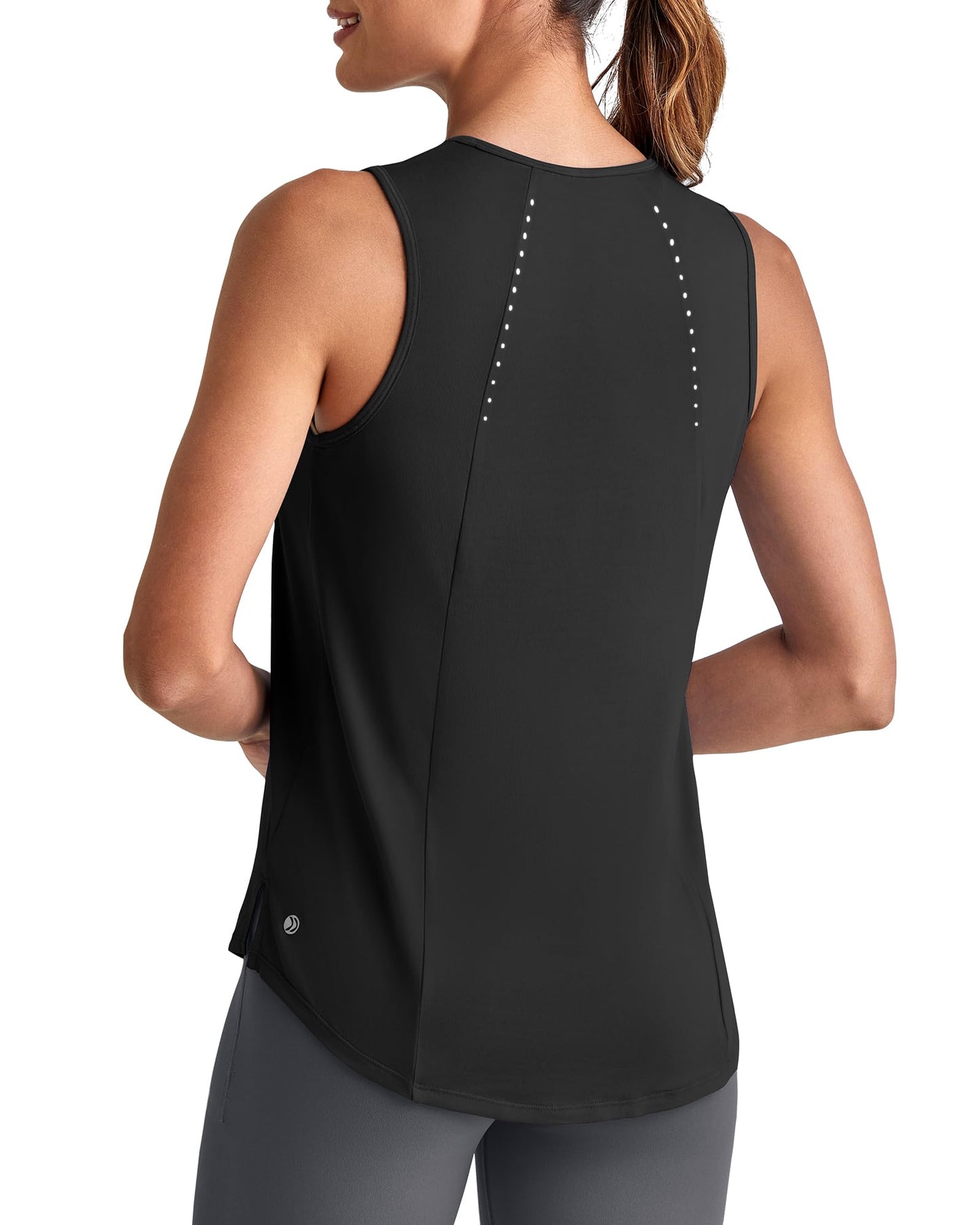 G4Free Workout Tank Tops for Women Sleeveless Running Athletic Loose Fit Yoga Tops Active Shirts Sports Exercise(Black,L)