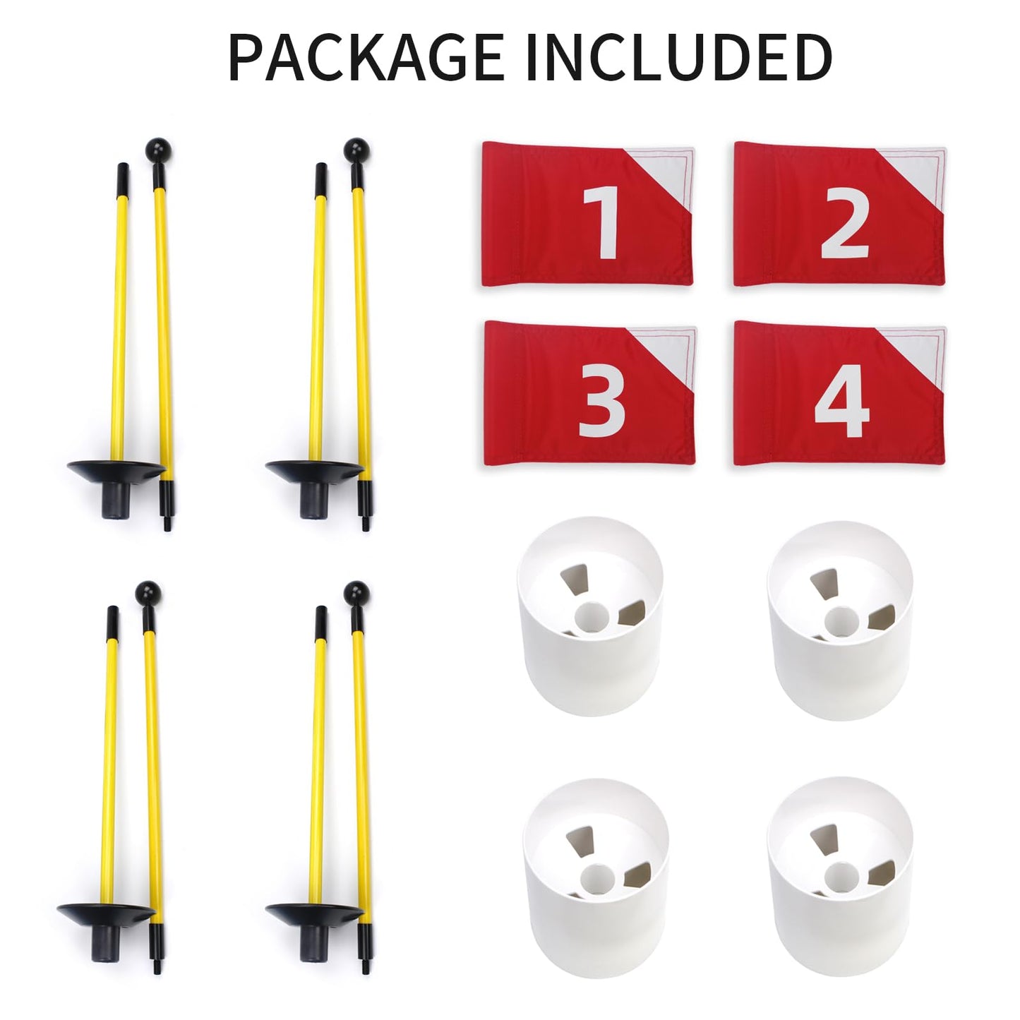 Crestgolf Portable Backyard Practice Golf Hole Cup and Flag Stick of Fiberglass, Golf Putting Green Flagstick Golf Pin Flag Hole Cup Set(red,#1234)