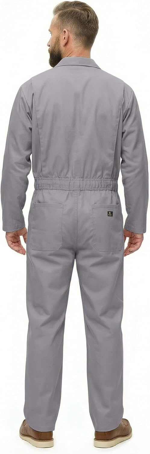 Natural Uniforms Men's Long Sleeve Zip-Up Twill Coverall - Stain & Wrinkle Resistant