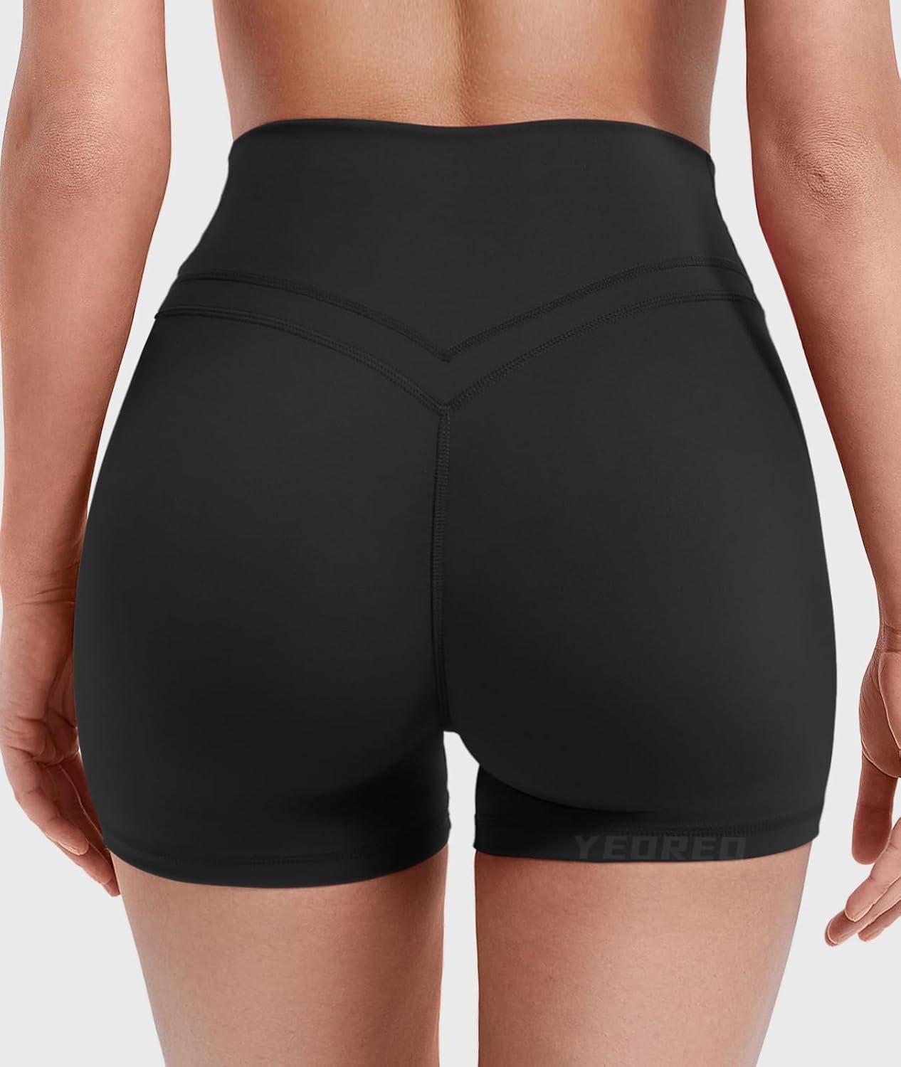 YEOREO Women's High Waisted Gym Workout Shorts - Tummy Control & Hidden Scrunch | 4.5" Booty Fit