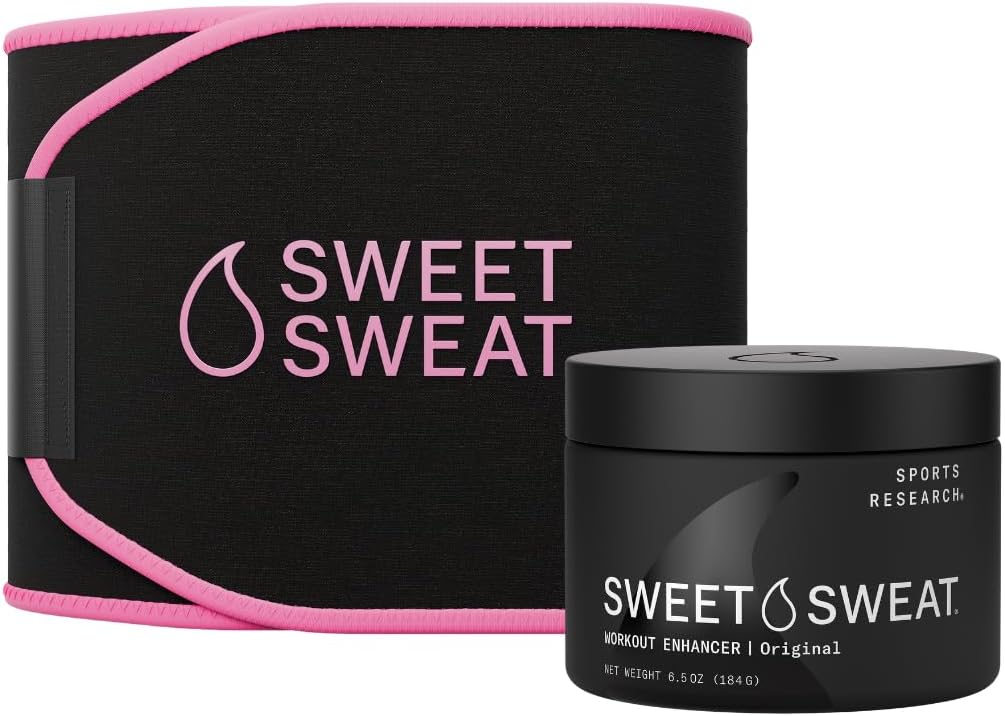 Sports Research® Waist Trimmer - Sweet Sweat Black/Pink Trimmer & Original Workout Gel (6.5oz)