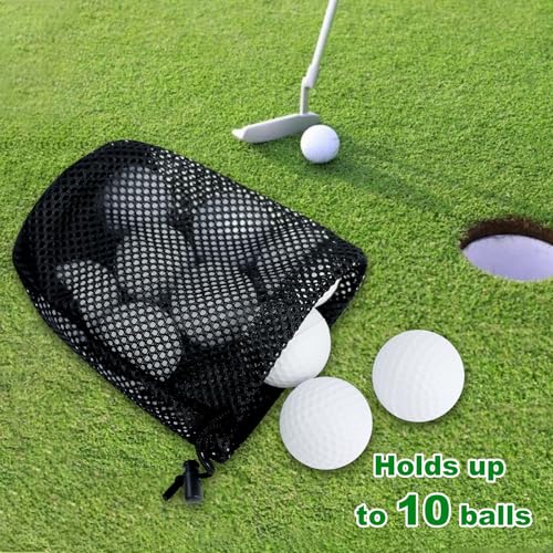 Golf Ball Storage Bag - 6 Pack Mesh Drawstring Bags, 10x15cm