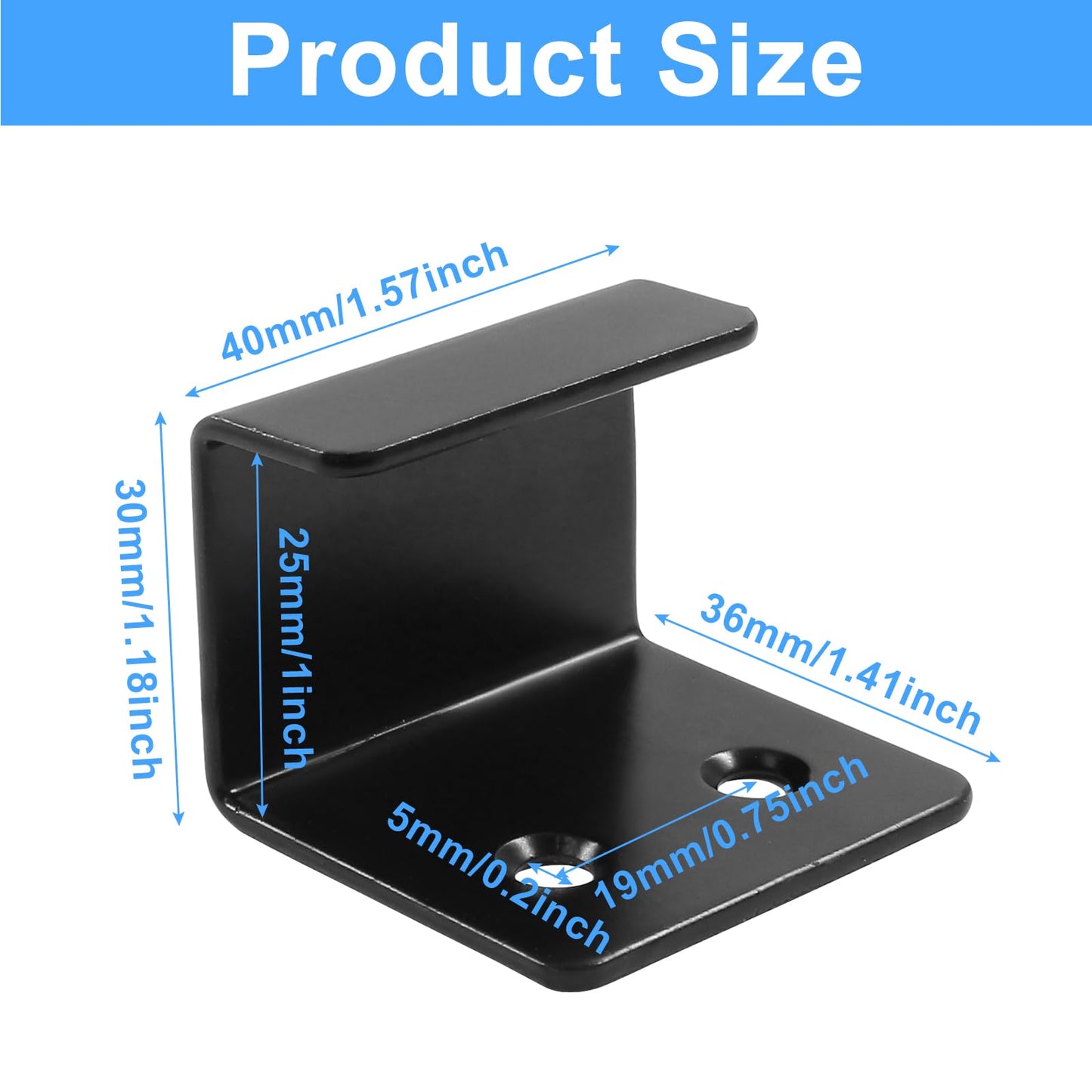 Moicstiy 6 Pack Wall Hanger Fastener, Stainless Steel Wall Mount Brackets Hook with 25 mm Inner Width Heavy Duty Tile Hangers for Ceramic Display (Black)