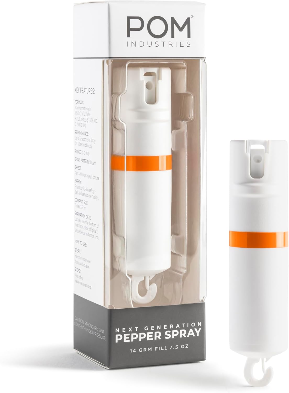 POM Pepper Spray - Maximum Strength OC Self Defense Spray | Tactical Compact Design, 25 Bursts, 10 ft Range