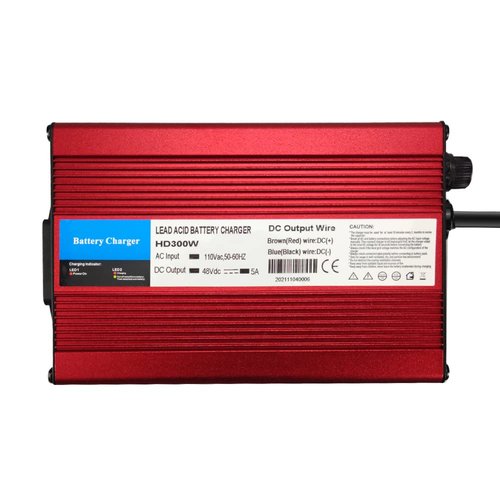 48V 5A RXV Golf Cart Battery Charger for Ez-Go EZgo TXT with RXV Plug 3 Prong, Red Aluminum Shell