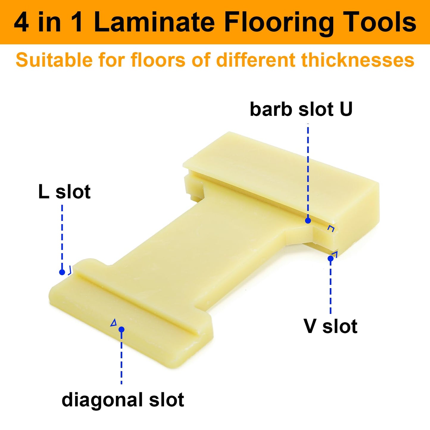 Yesland 2 Pack 4 in 1 Laminate Flooring Tools, Wood Floor Composite Board Laminate Installation Tool, Wood Floor Installation Tapping Block (Large) (Inclined Slot, Barb Slot U, V Slot, L Slot)