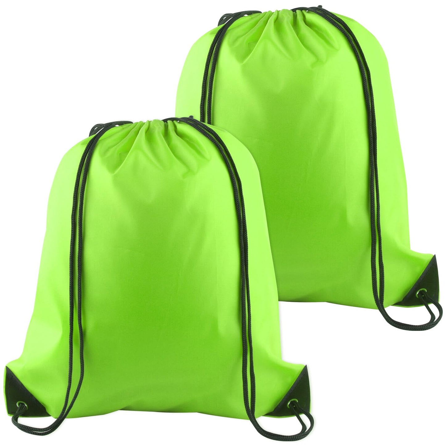 PLULON 2Pcs Drawstring Bags Bulk, Fluorescent Green Drawstring Backpack String Backpack Cinch Sack Sport Gym Bags for Yoga Traveling Outdoor Sports