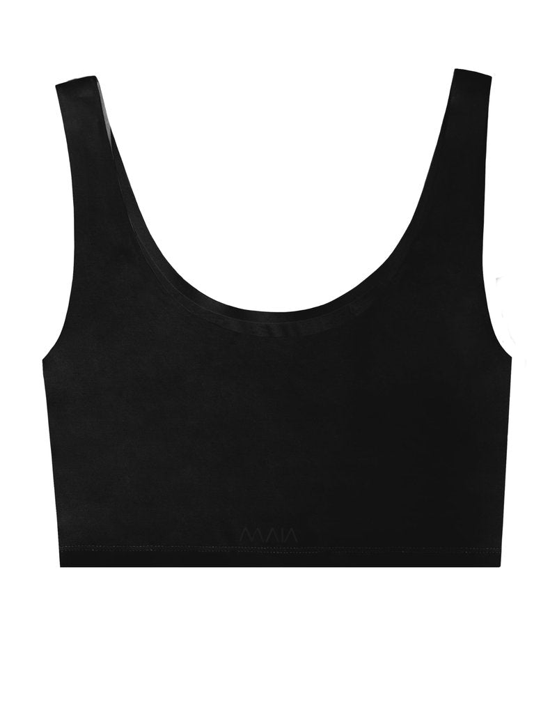 Women's Crop Sports Tank – Ultra-Stretch Polyamide Blend, Lightweight & Supportive – Ideal for Yoga, Gym & Daily Wear Black