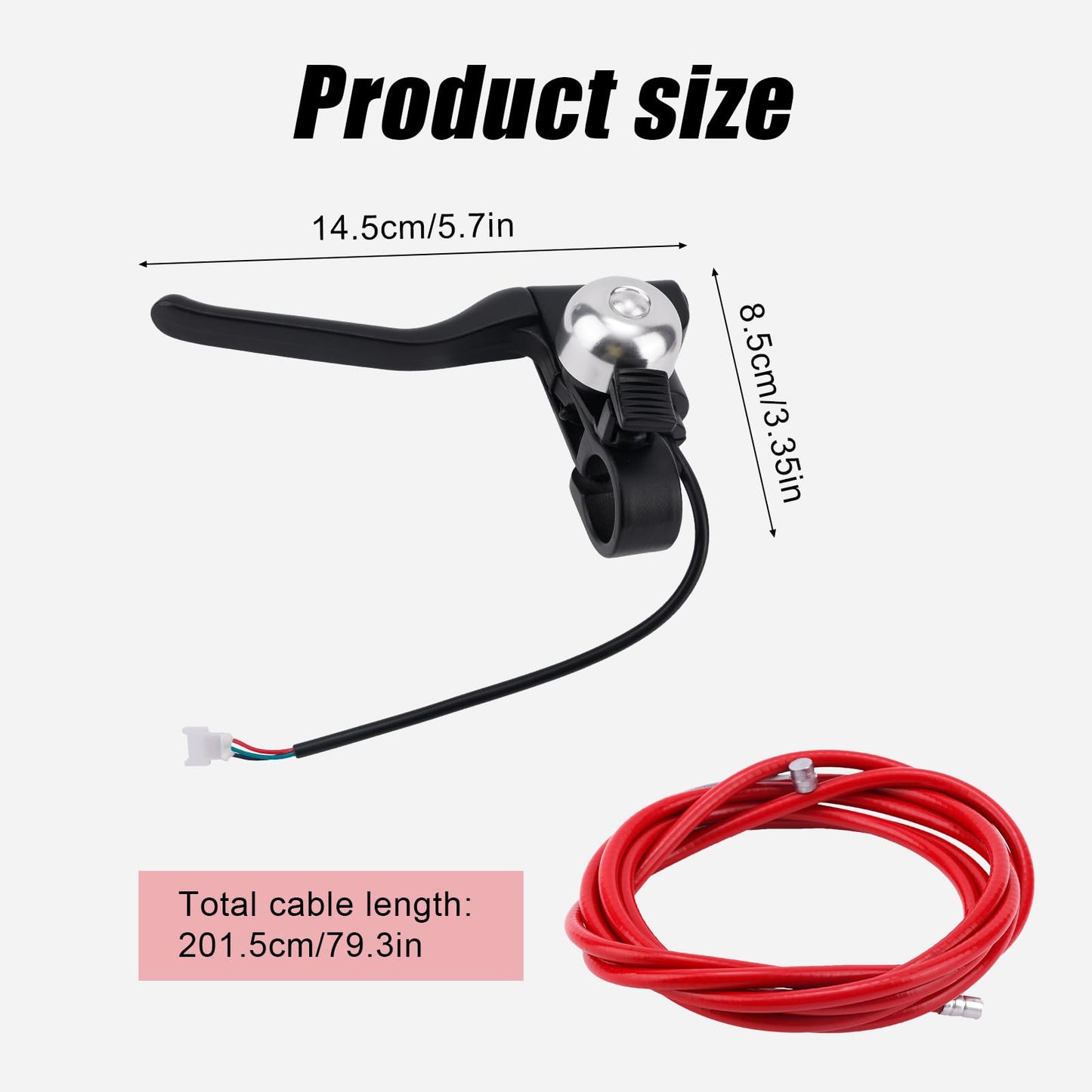 lasuroa Brake Handle Lever with Brake Cable & Bell, Electric Scooter Replacement Parts Compatible with Gotrax GXL V2/Apex Pro XL/Rival/XR Elite/XR Ultra