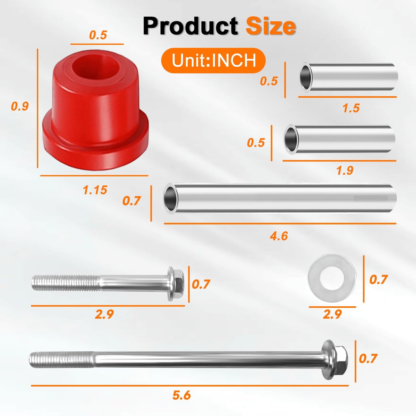 Club Car Precedent Front Bushing Kit with Screws, Golf Cart Front Lower Leaf Spring & Upper A-Arm Polyurethane Bushings and Seamless Sleeves for 2004-Up Club Car Precedent, 2017-Up Tempo & Onward