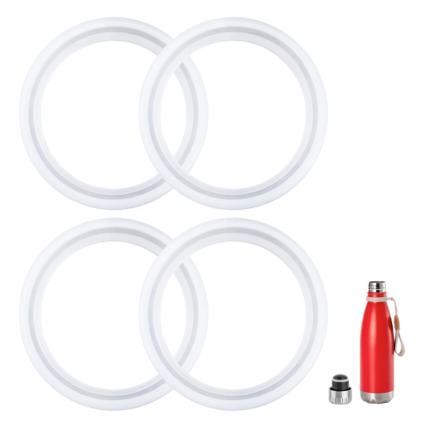Prurex 4-Pack Replacement Gasket: Silicone Sealing Rings for Swell, Mollcity, Mira and Iron °Flask Retro 9/12/17 OZ Cola-Shape Water Bottle Lids