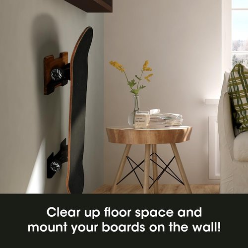 J JACKCUBE DESIGN Skateboard Wall Mount Storage Rack, Longboard Organizer Vertical Display Holder Deck Garage Storage and Floating Shelf with Sturdy Steel & Wood - MK1306A