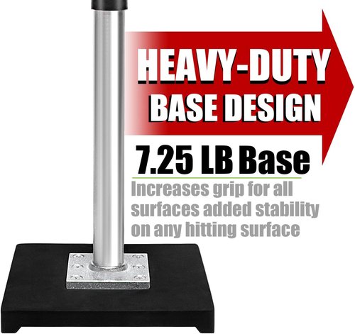 LOMGWAYS Baseball Batting Tee - Height Adjustable 23"-37" | Premium Portable Design with Removable Rubber Top