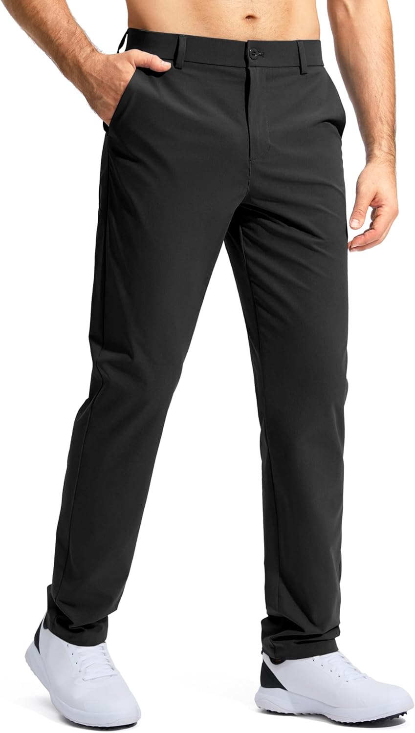 Pudolla Men's Golf Pants - Lightweight Quick-Dry Casual Slacks with Pockets | Comfortable Fit in 30"/32"/34" Sizes