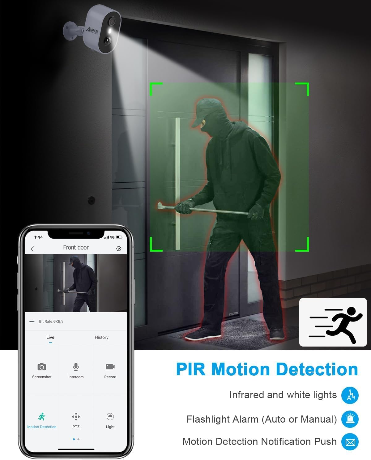 ANRAN Solar Security Cameras Wireless Outdoor for Home Security, 3MP 2K Color Night Vision WiFi Surveillance Home Camera with Solar Panel, Spotlight, PIR Detection, 2-Way Talk, 2 Packs