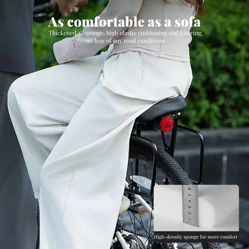 Rear Bike Seat Thickened Waterproof Bicycle Rear Seat Cushion PU Material Rear Seat Cushion Improves Riding Comfort