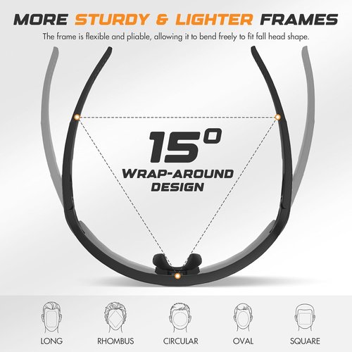 BangLong Sports Sunglasses - UV Protection TR90 Frame for Cycling, Running, and Fishing Activities